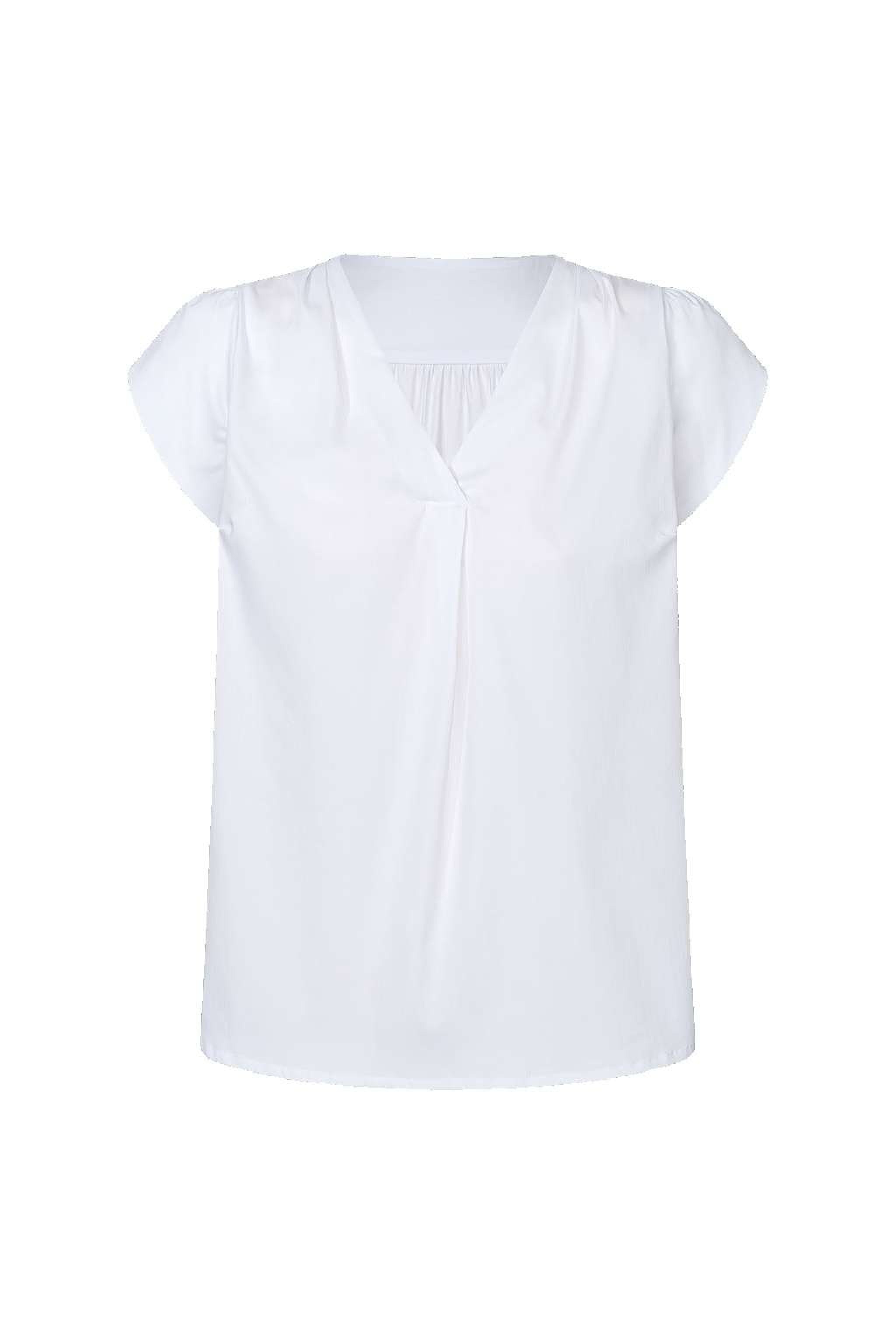 Blusenshirt mit Tulpenärmel und V-Aus - 04/weiß