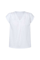 Blusenshirt mit Tulpenärmel und V-Aus - 04/weiß
