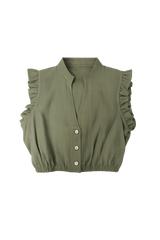 Leinen-Dirndlbluse mit Flügelarm - 45/olive