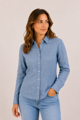 Flanell-Bluse mit Fischgratmuster