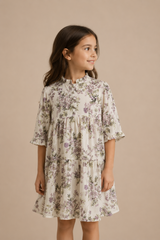 Kinderkleid KETTY mit Blumen - natur/natur