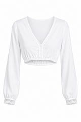 Dirndlbluse Langarm m. Spitzenborte