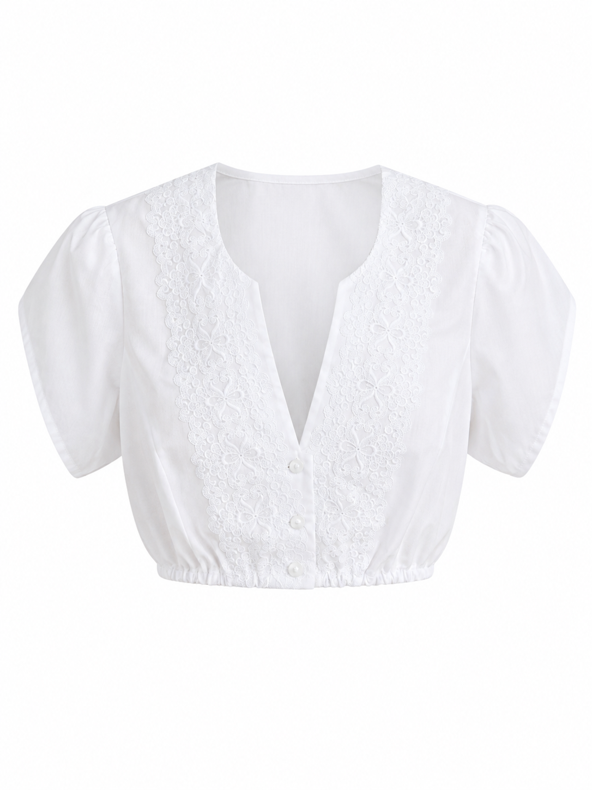 Dirndlbluse m. Spitze &amp; Tulpenarm