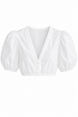 Dirndlbluse mit V-Ausschnitt + Puffarm