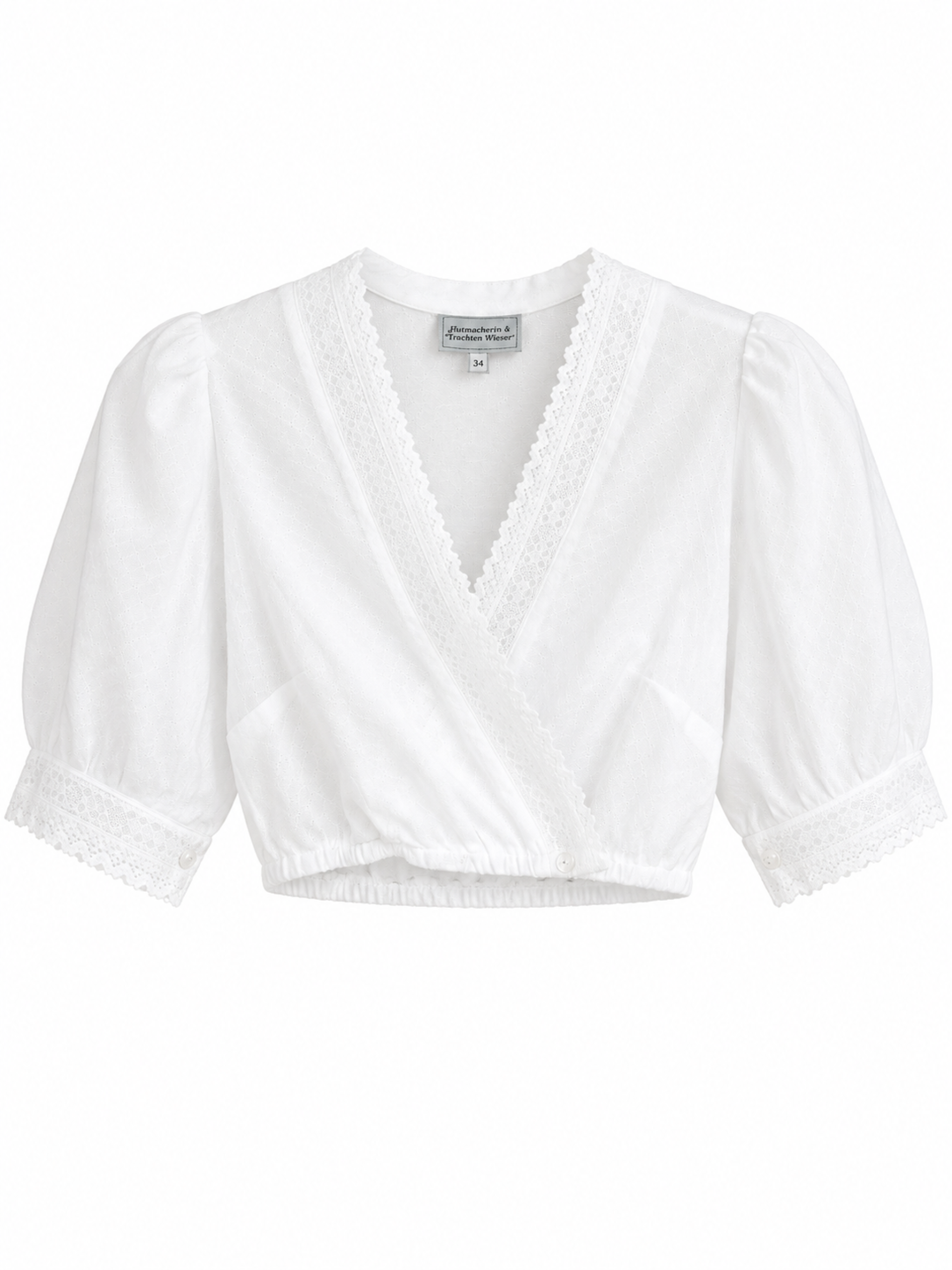 Dirndlbluse in Wickeloptik m. Spitze