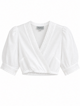 Dirndlbluse in Wickeloptik m. Spitze