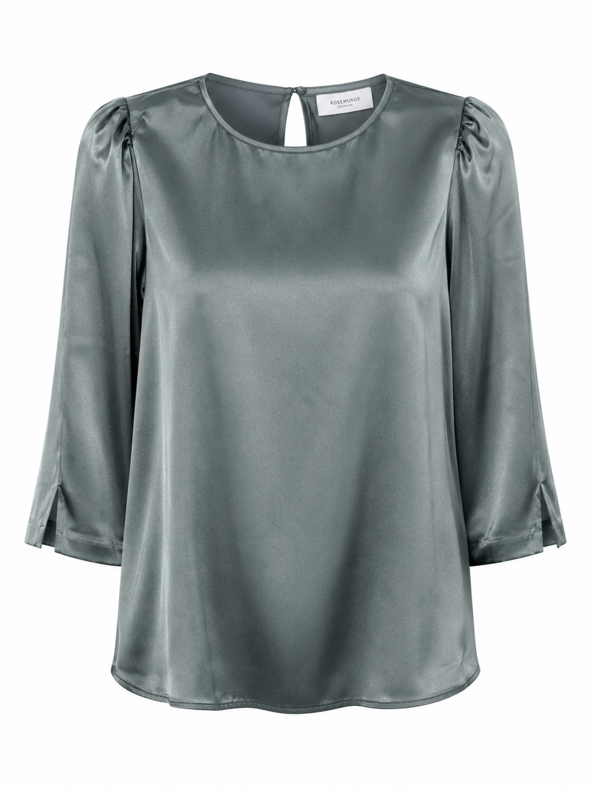 Seidenbluse mit 3/4-Arm &amp; U-Boot-Ausschnitt