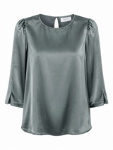 Seidenbluse mit 3/4-Arm &amp; U-Boot-Ausschnitt