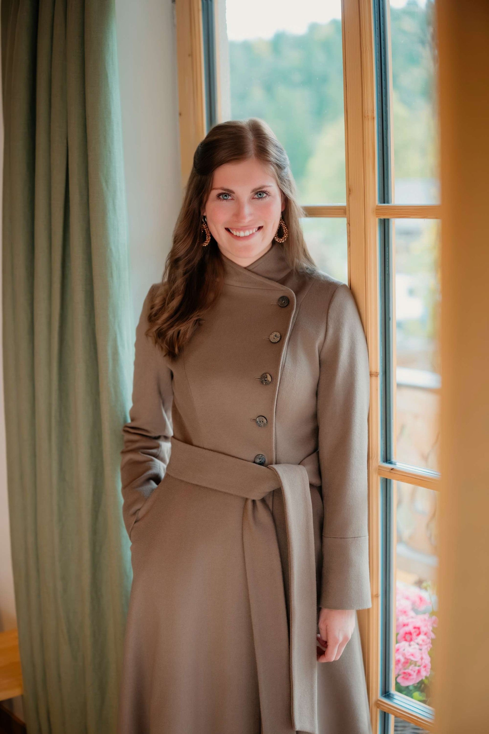 Mantel KATHARINA (lang) kamelbraun