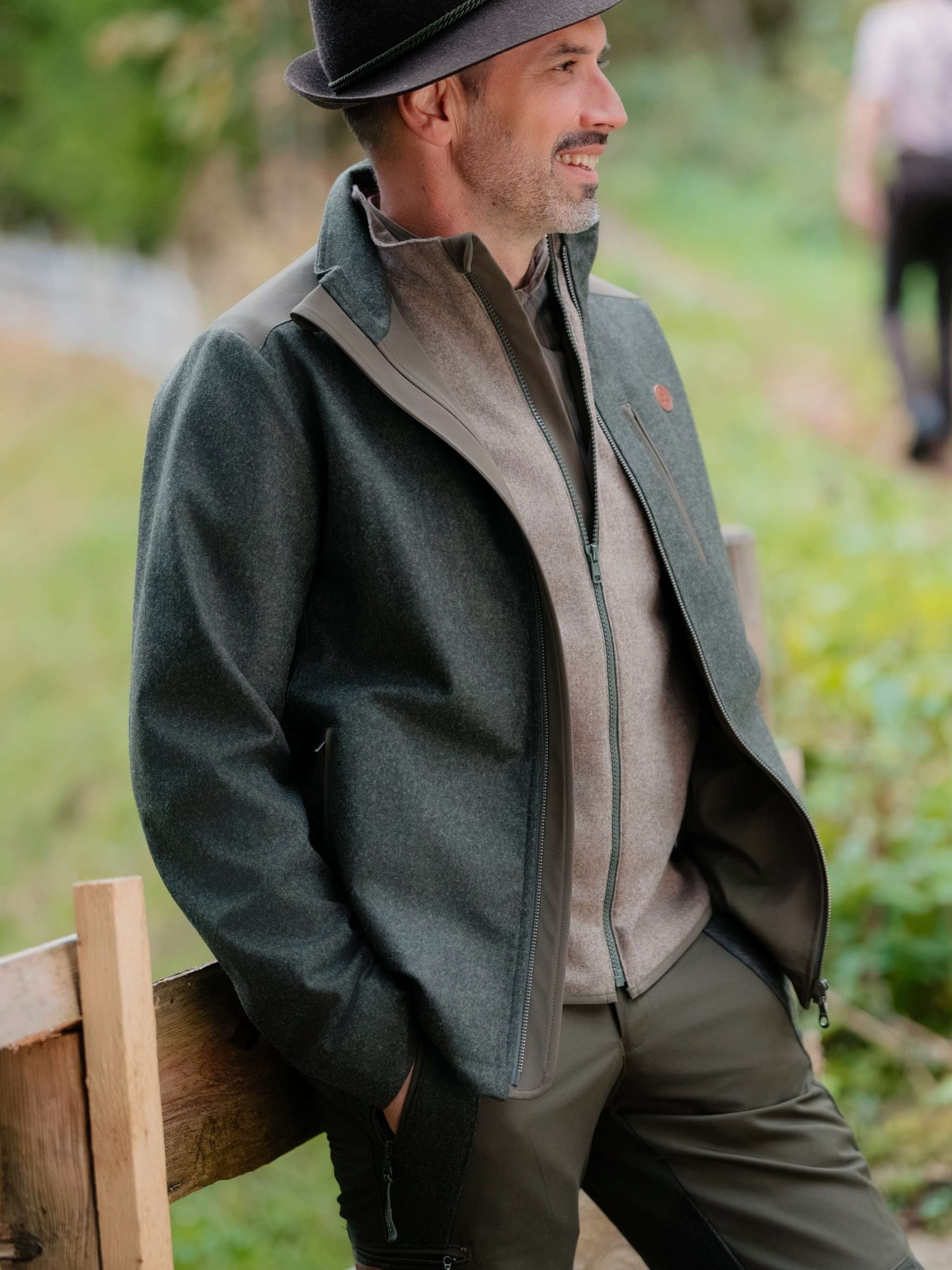 Loden-Jacke THOMAS-GF m. Stretch-Besa - 603/olivgr