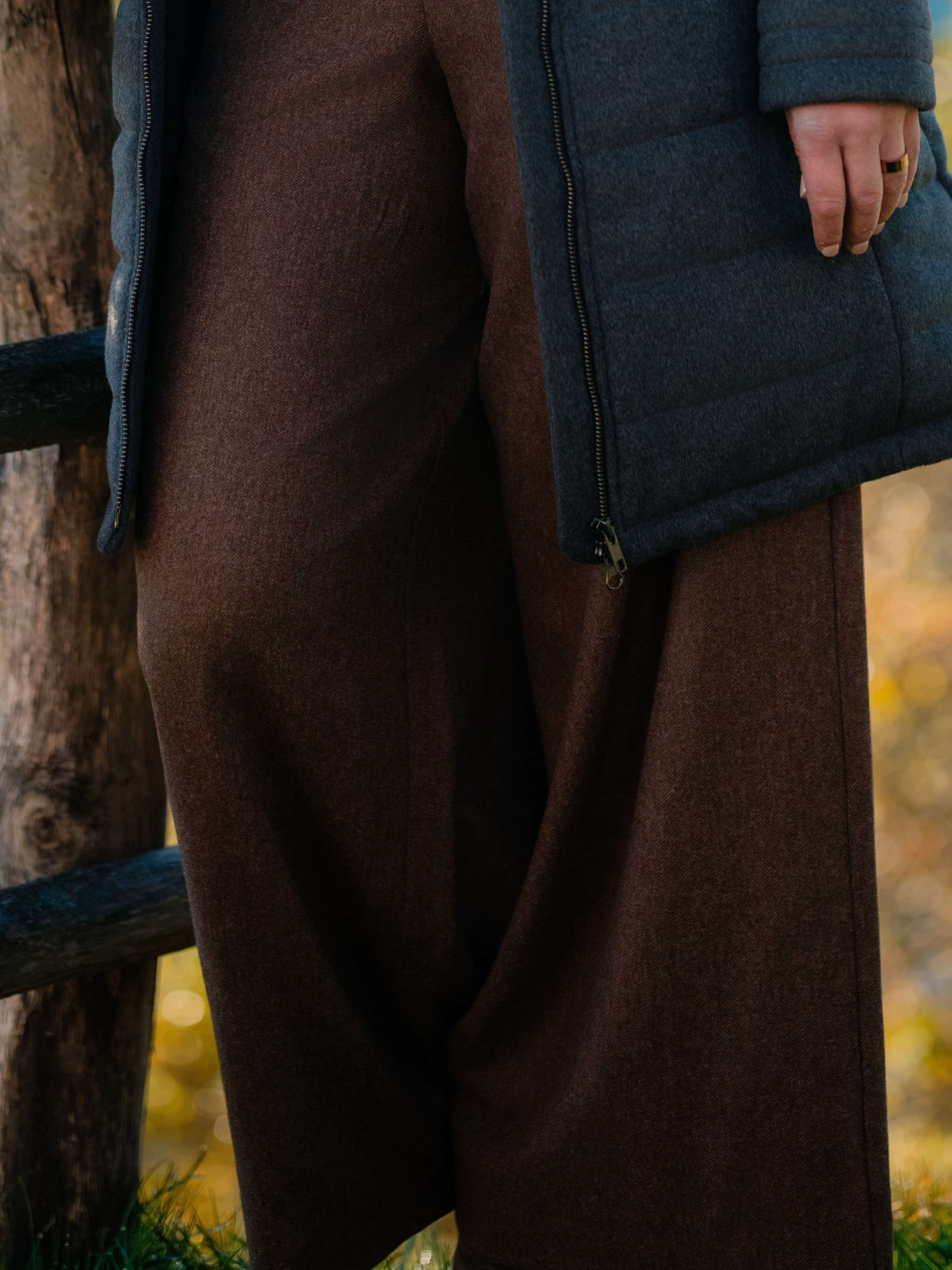 Pull-On Pants mit weitem Bein (Flanel - 1307/braun