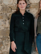 Cord-Kleid ANNA-MARIA Langarm - 605/moosgrün