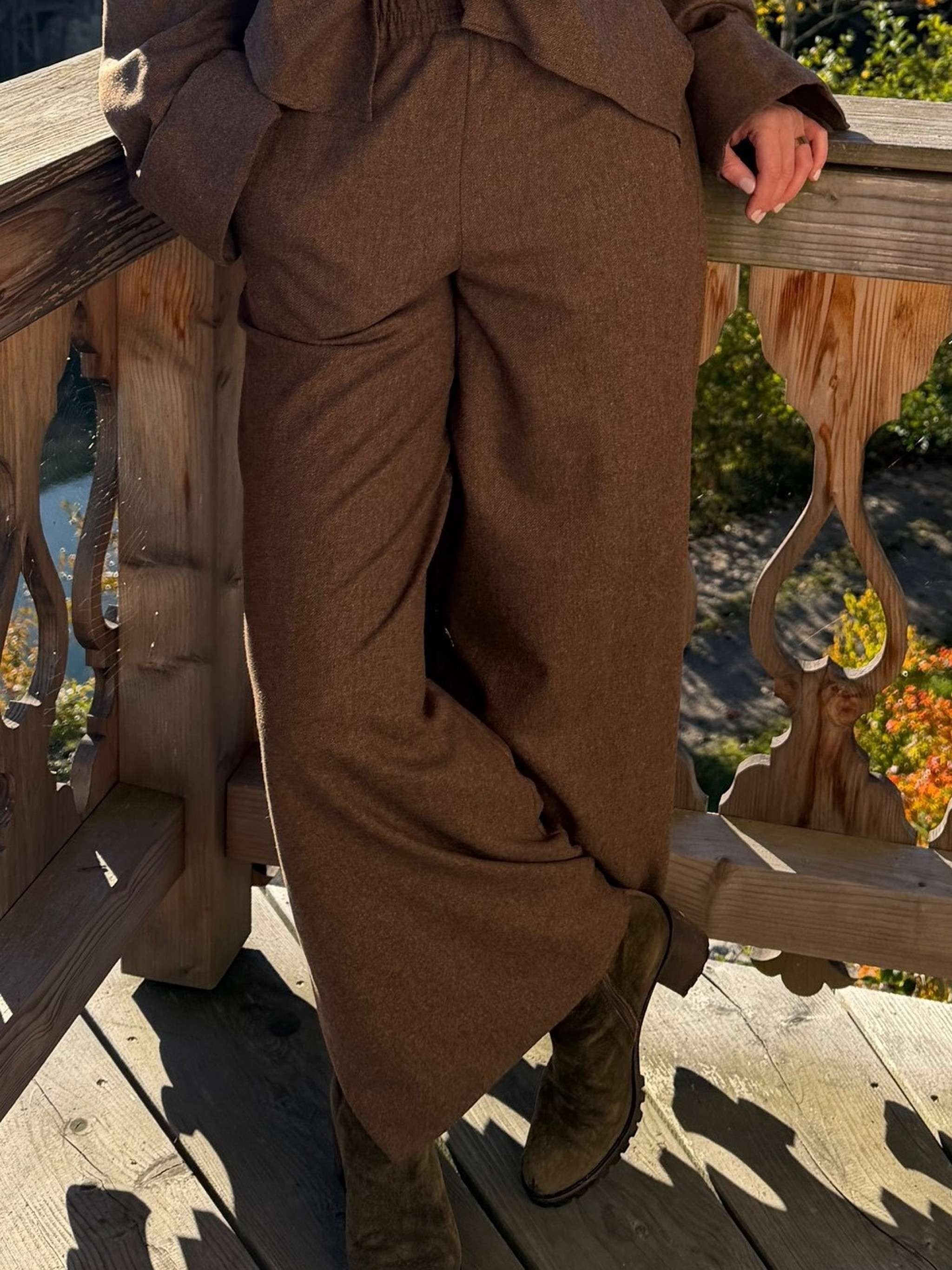 Pull-On Pants mit weitem Bein (Flanel - 1307/braun
