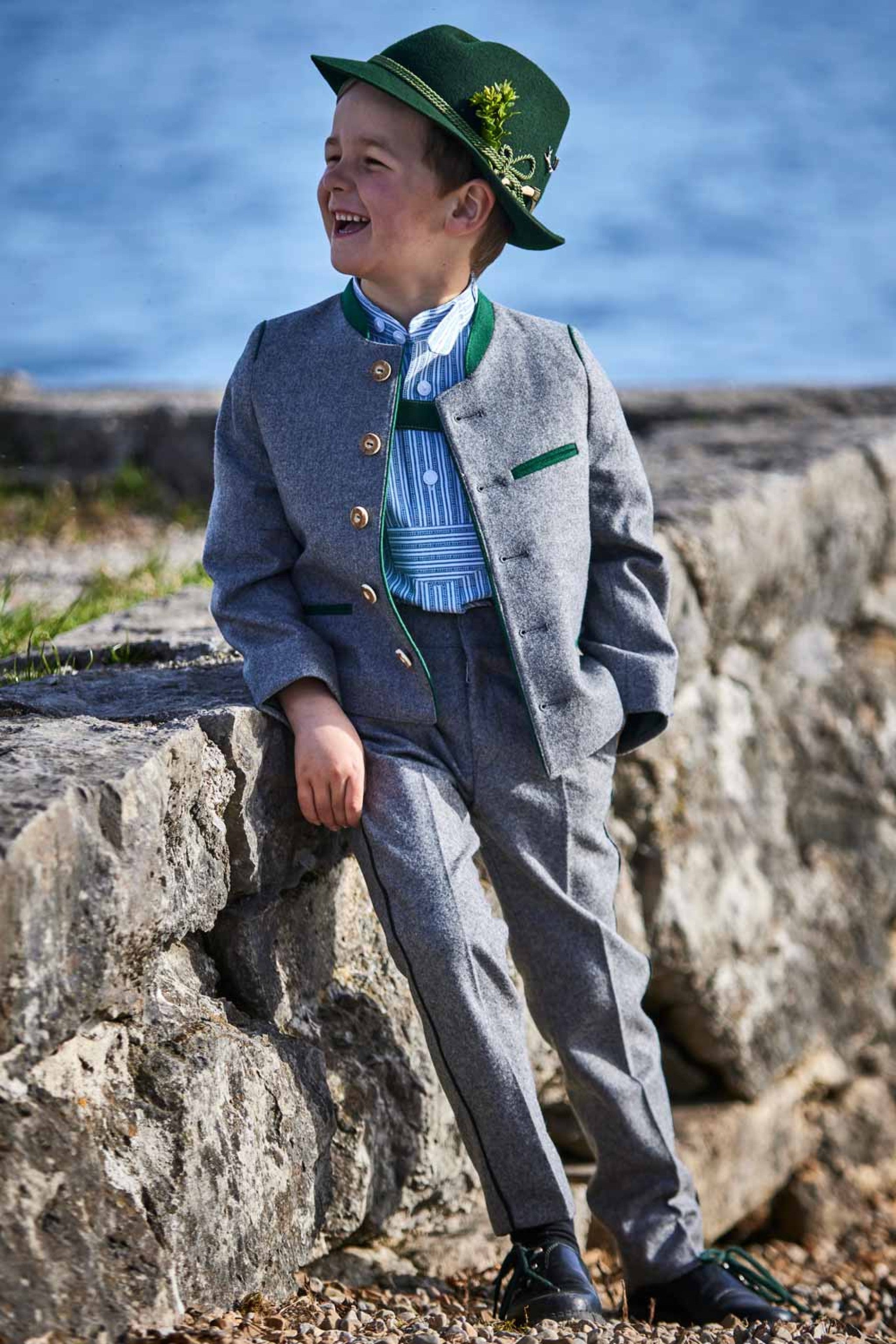 Kinder-Hose hochgeschnitten Loden - 31/hellgrau