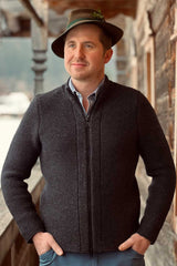 Strickjacke JOSEF mit Reißverschluss - 016/anthraz