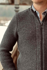 Strickjacke JOSEF mit Reißverschluss - 016/anthraz