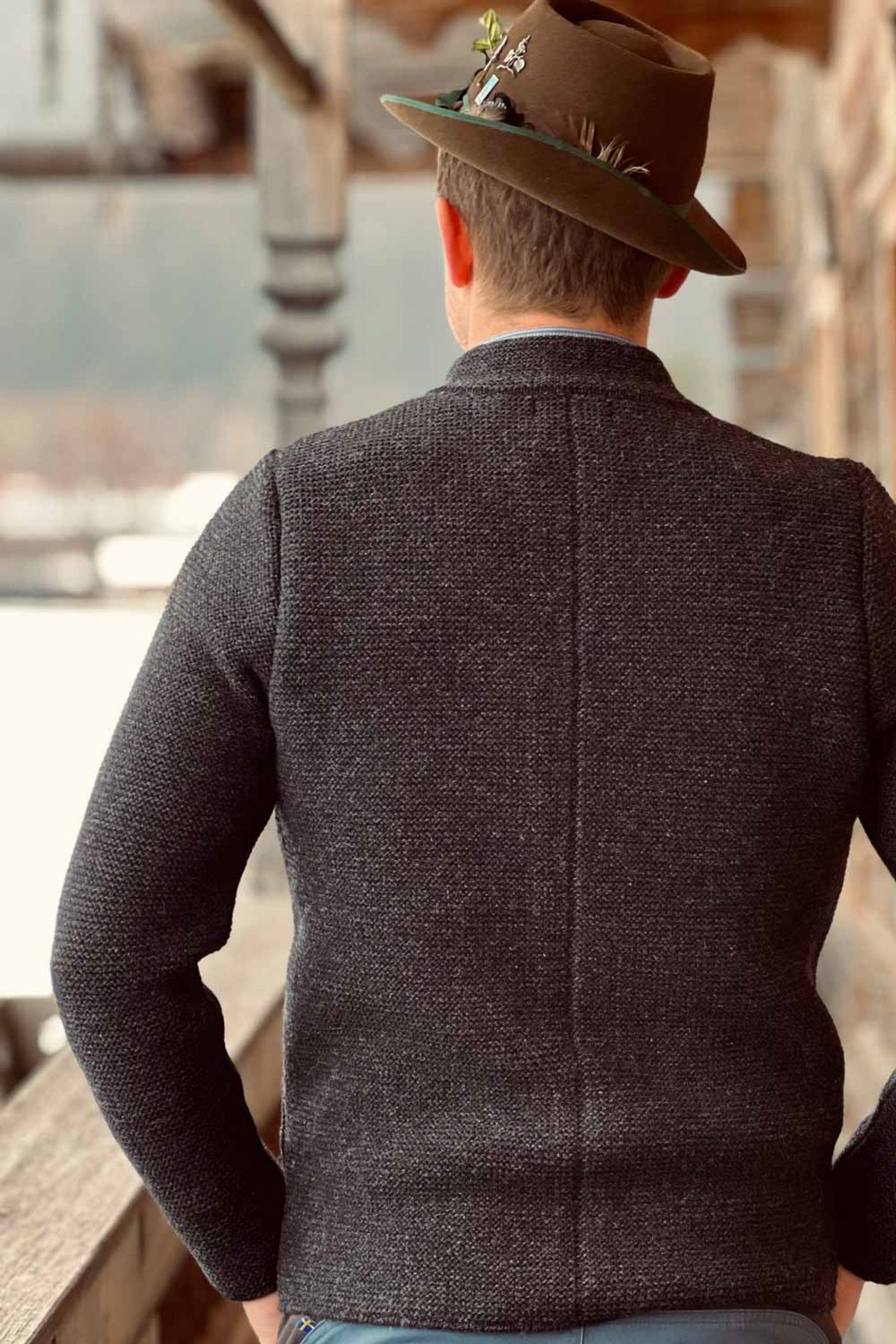 Strickjacke JOSEF mit Reißverschluss - 016/anthraz