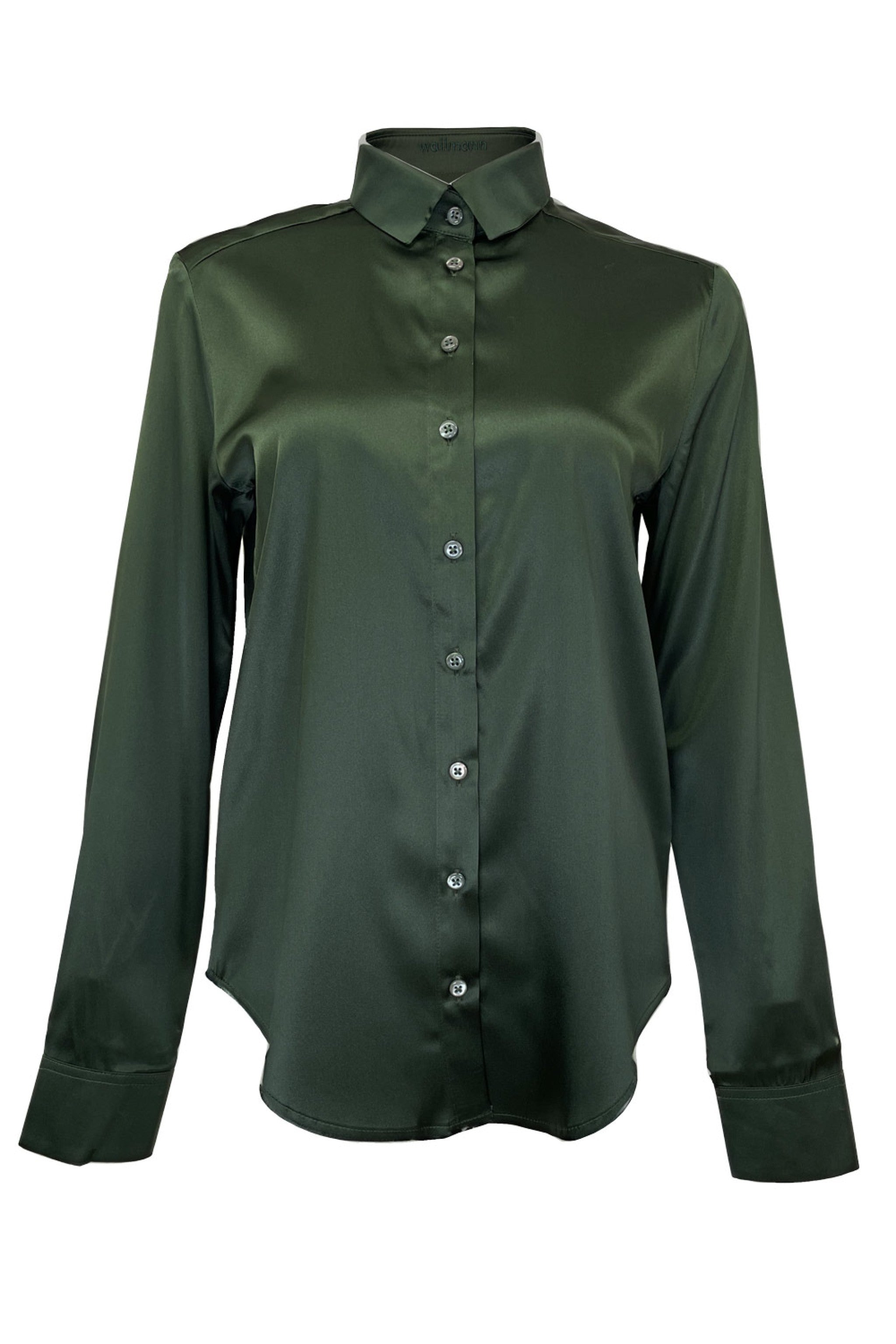 Langärmlige Seiden-Hemdbluse - 40/grün