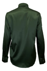 Langärmlige Seiden-Hemdbluse - 40/grün