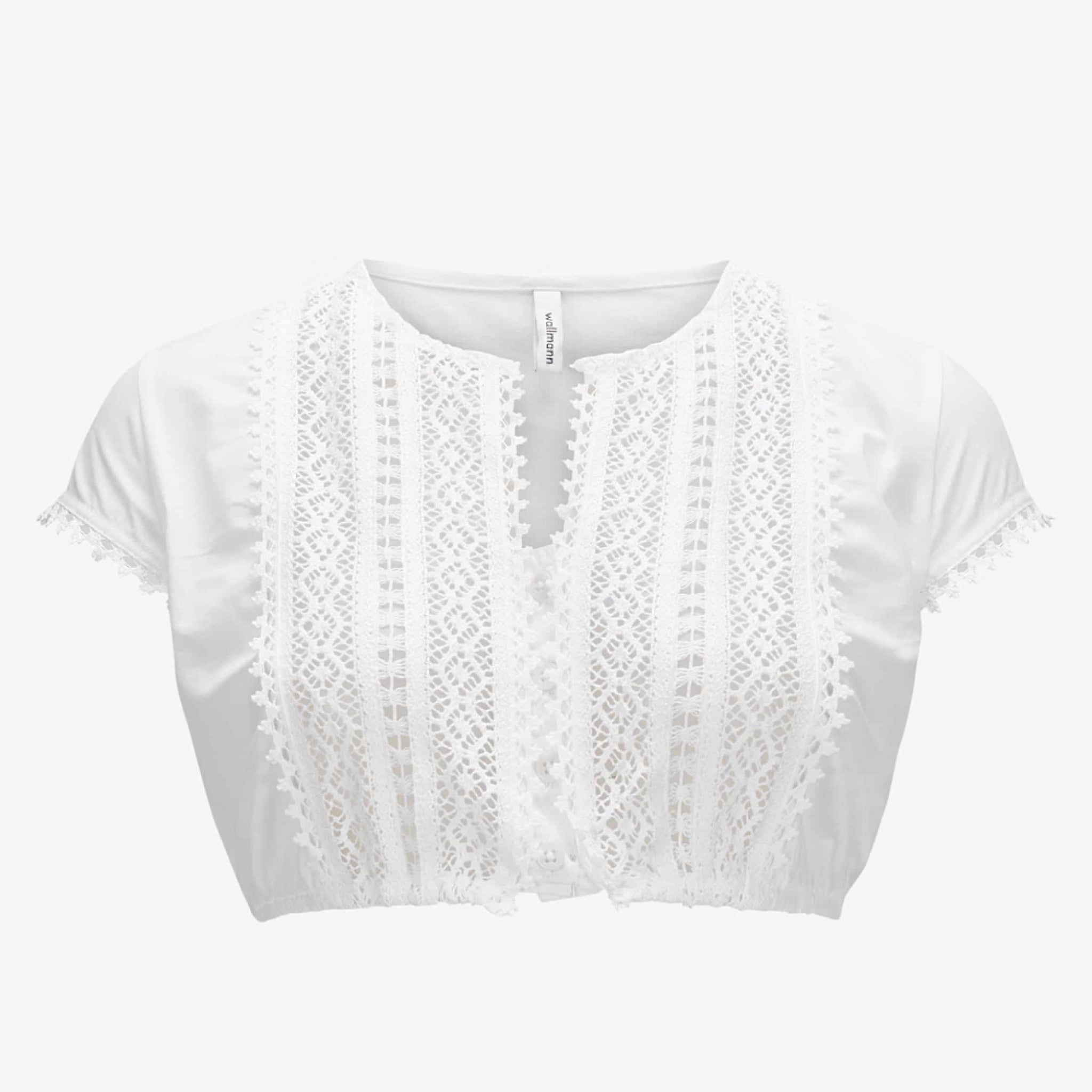 Dirndlbluse Kurzarm mit Baumwollspitz - 11/weiß