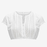 Dirndlbluse Kurzarm mit Baumwollspitz - 11/weiß