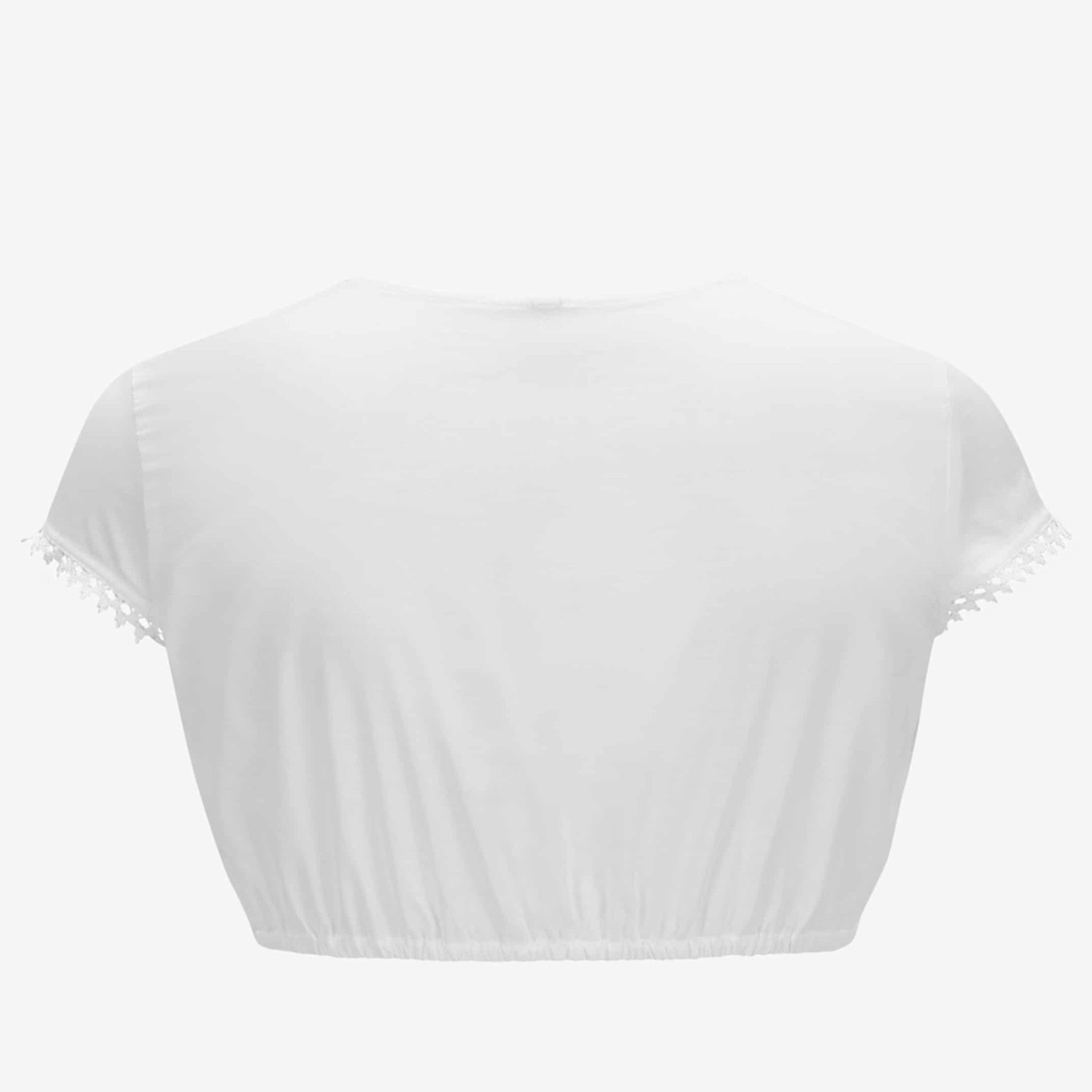 Dirndlbluse Kurzarm mit Baumwollspitz - 11/weiß