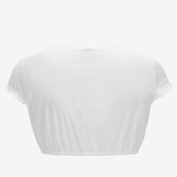 Dirndlbluse Kurzarm mit Baumwollspitz - 11/weiß