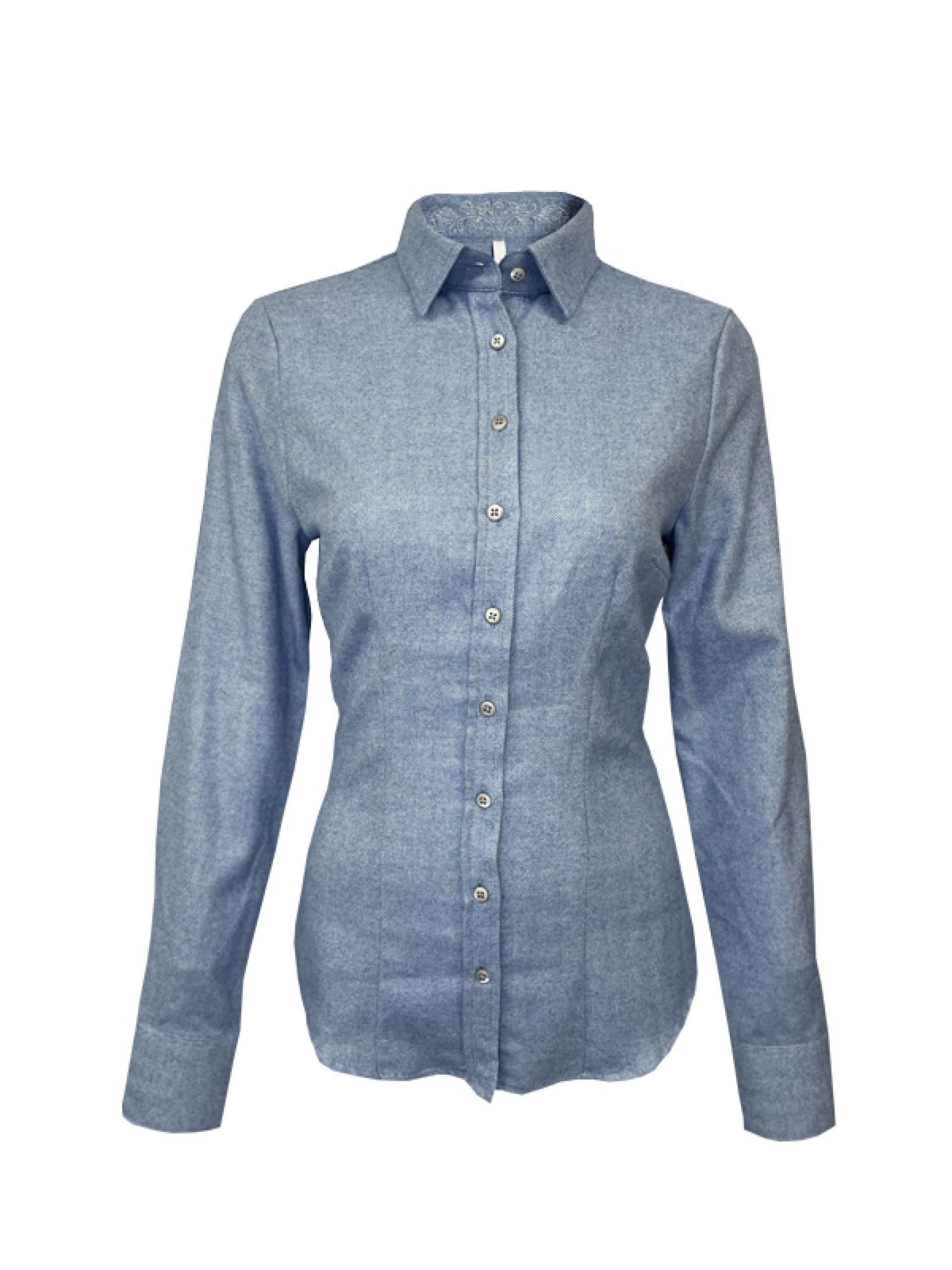 Flanell-Bluse mit Fischgratmuster