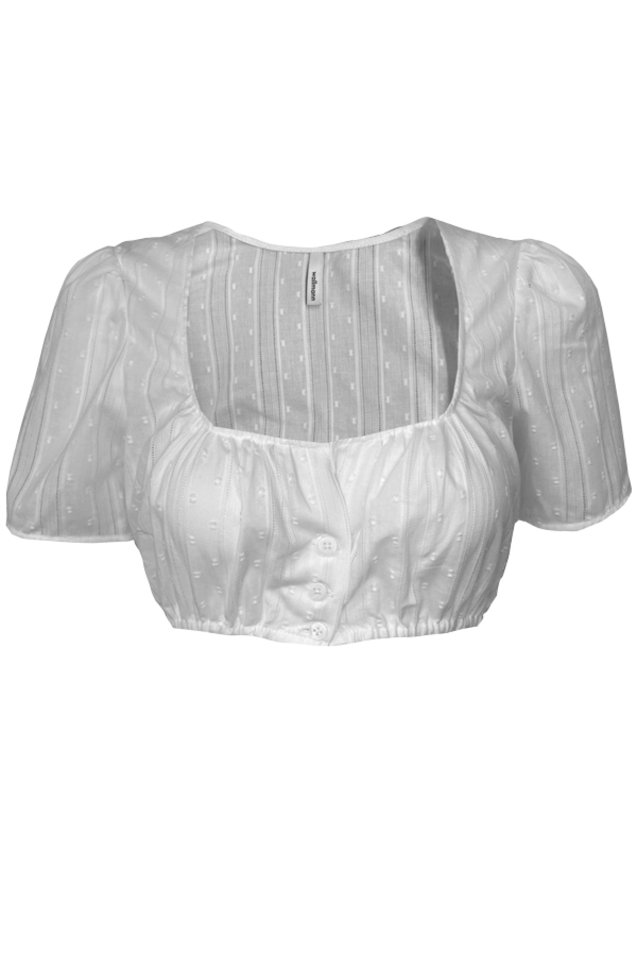 Dirndlbluse Rund-Ausschnitt &amp; Lochstick