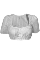 Dirndlbluse Rund-Ausschnitt &amp; Lochstick