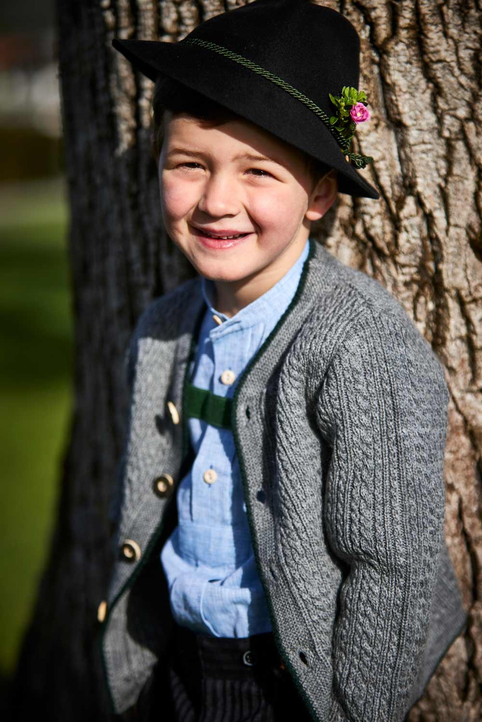 Ki-Strickjacke RIED - 76/anthrazit/tanne
