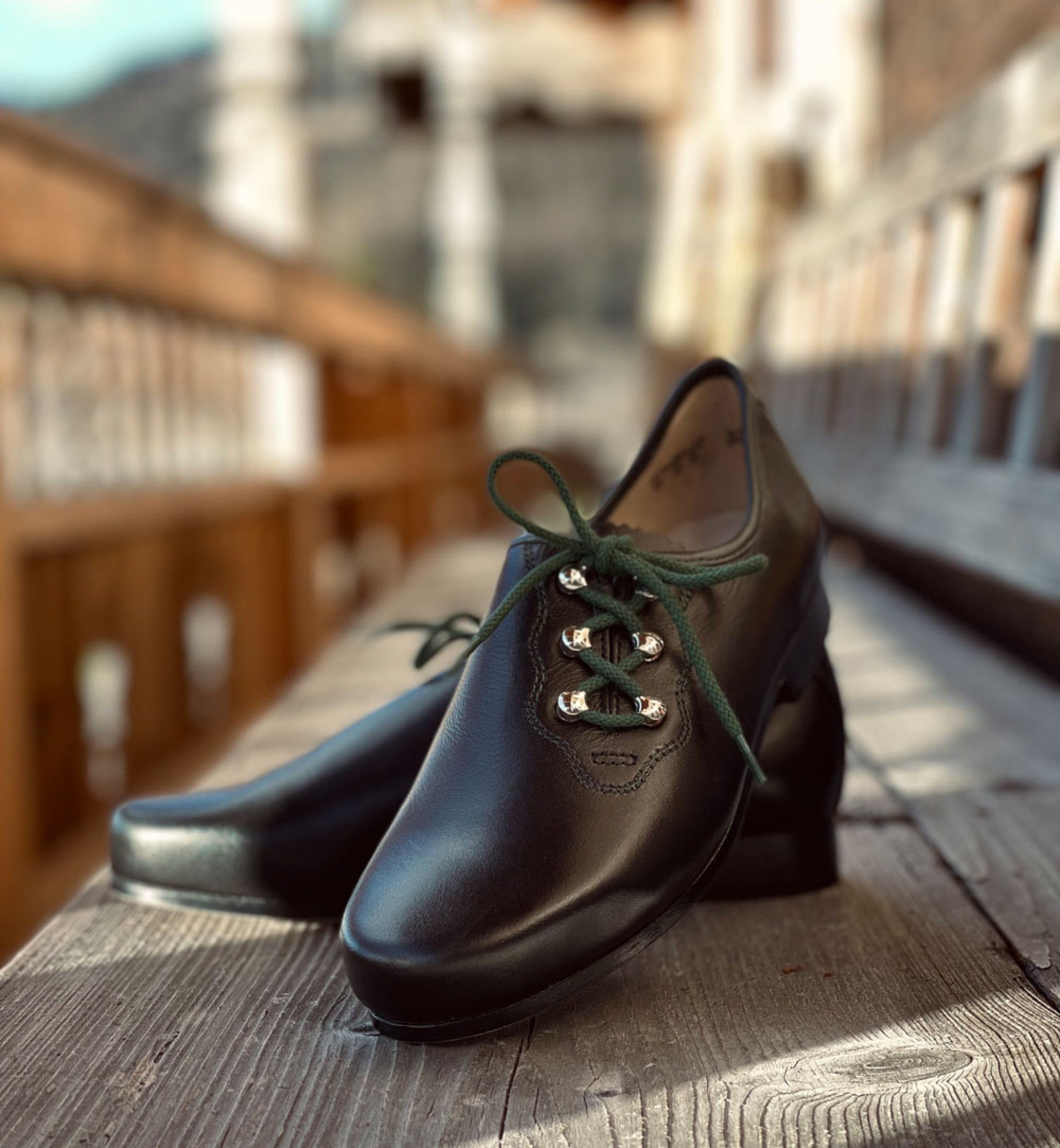 Buama-Haferlschuhe mit grünen Bändern - 180/Classi