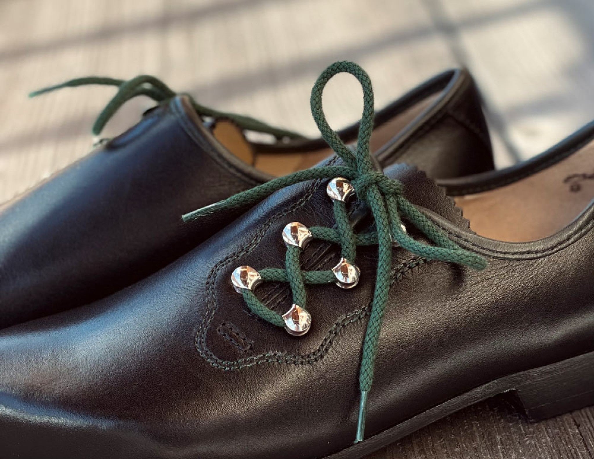 Buama-Haferlschuhe mit grünen Bändern - 180/Classi