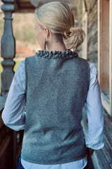 Damen-Pullunder mit Rüschenkragen - 30987/aqua