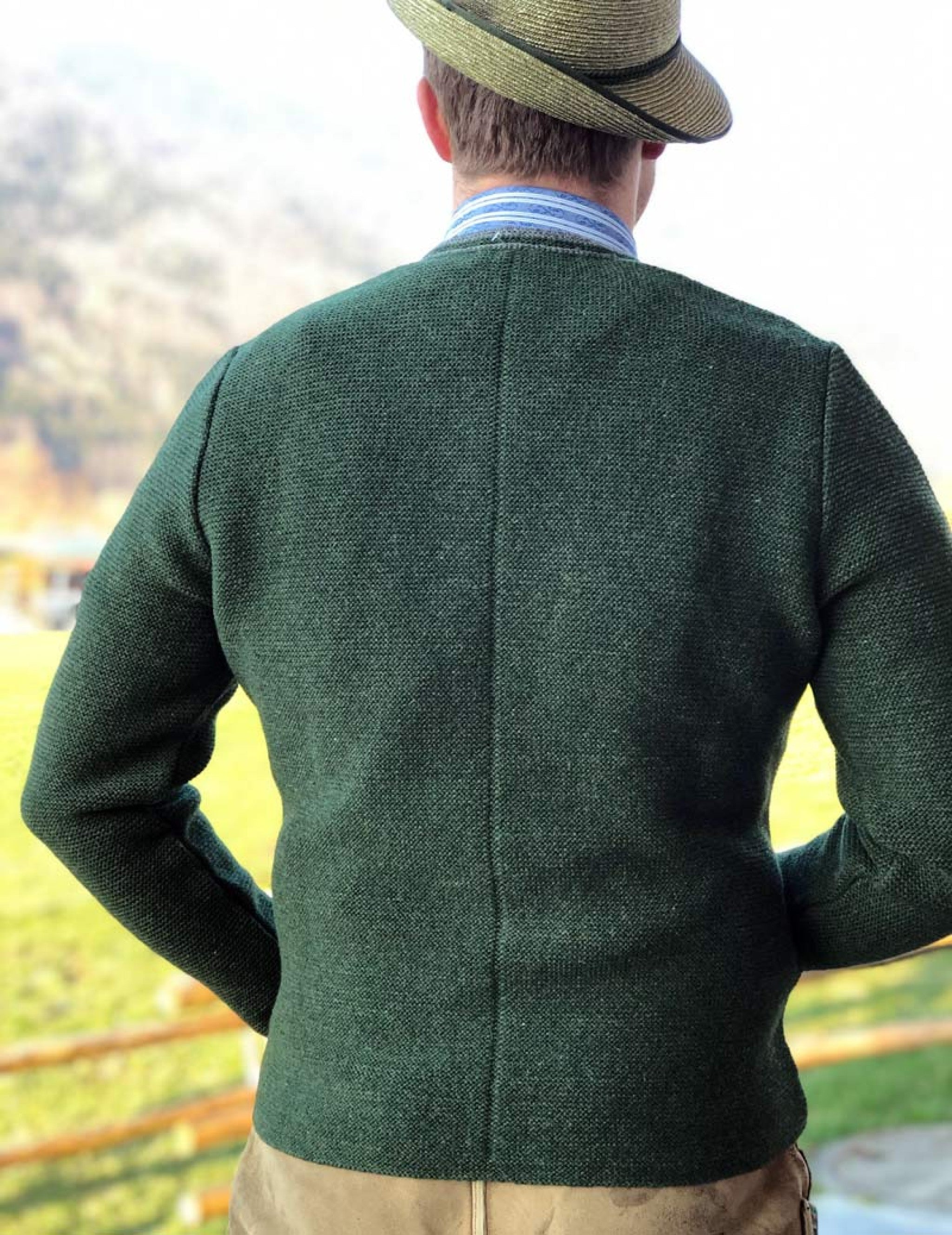 Herren-Strickjacke - 40527/320/grün/grau