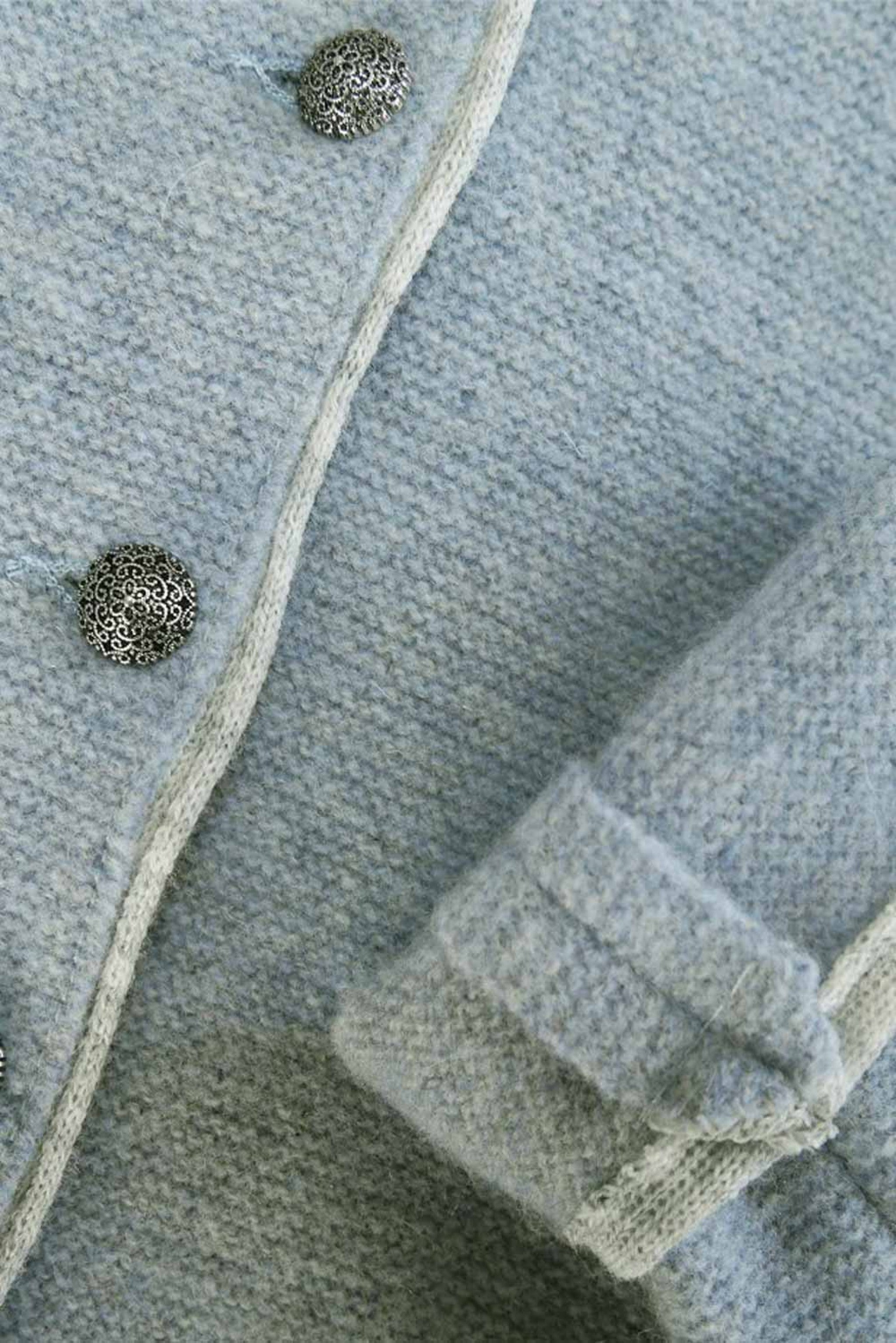 Strickjacke DORIKA mit hellgrauem Ein - 775/jade