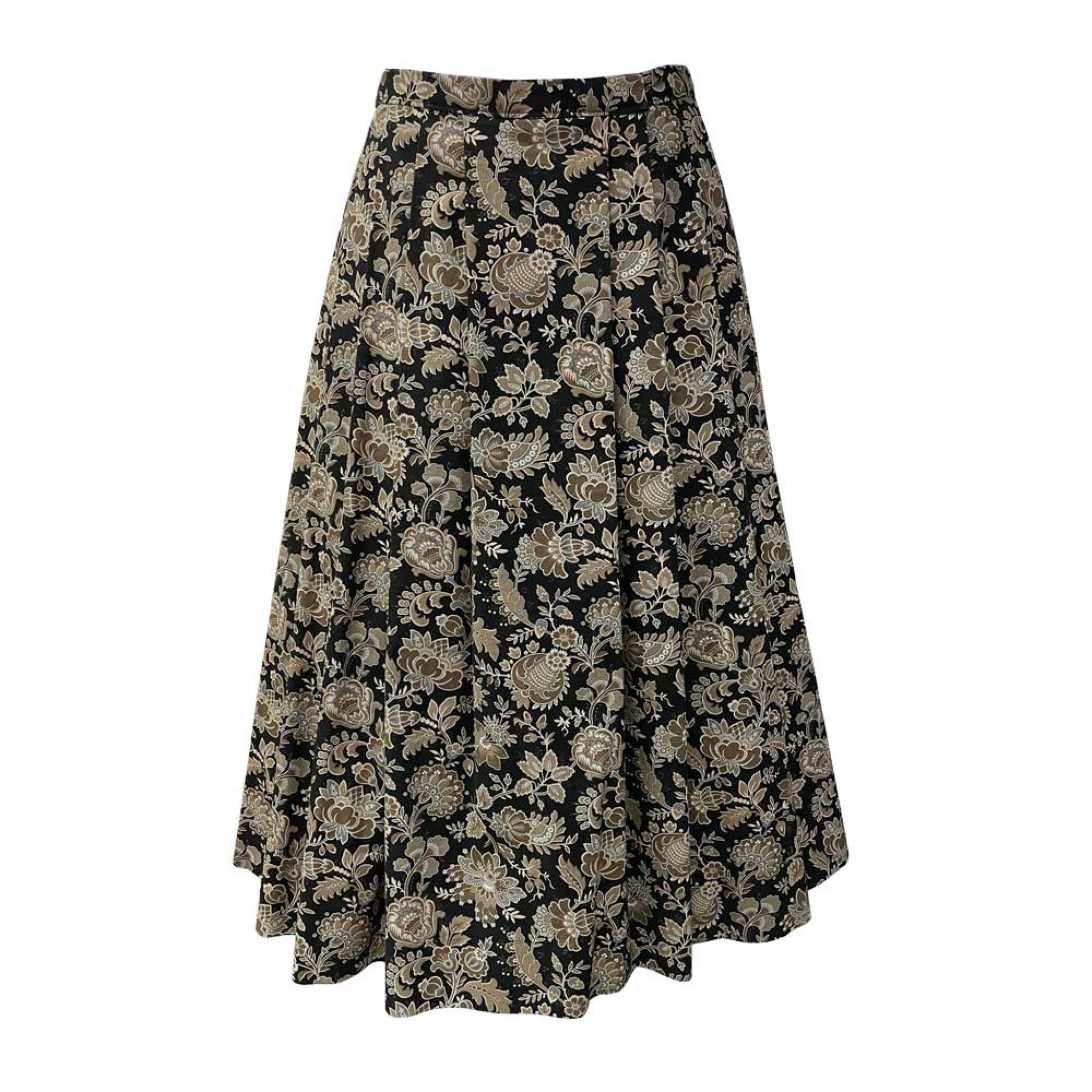 Handgmacht | Dirndlrock Blumenmuster - schwarz/bei