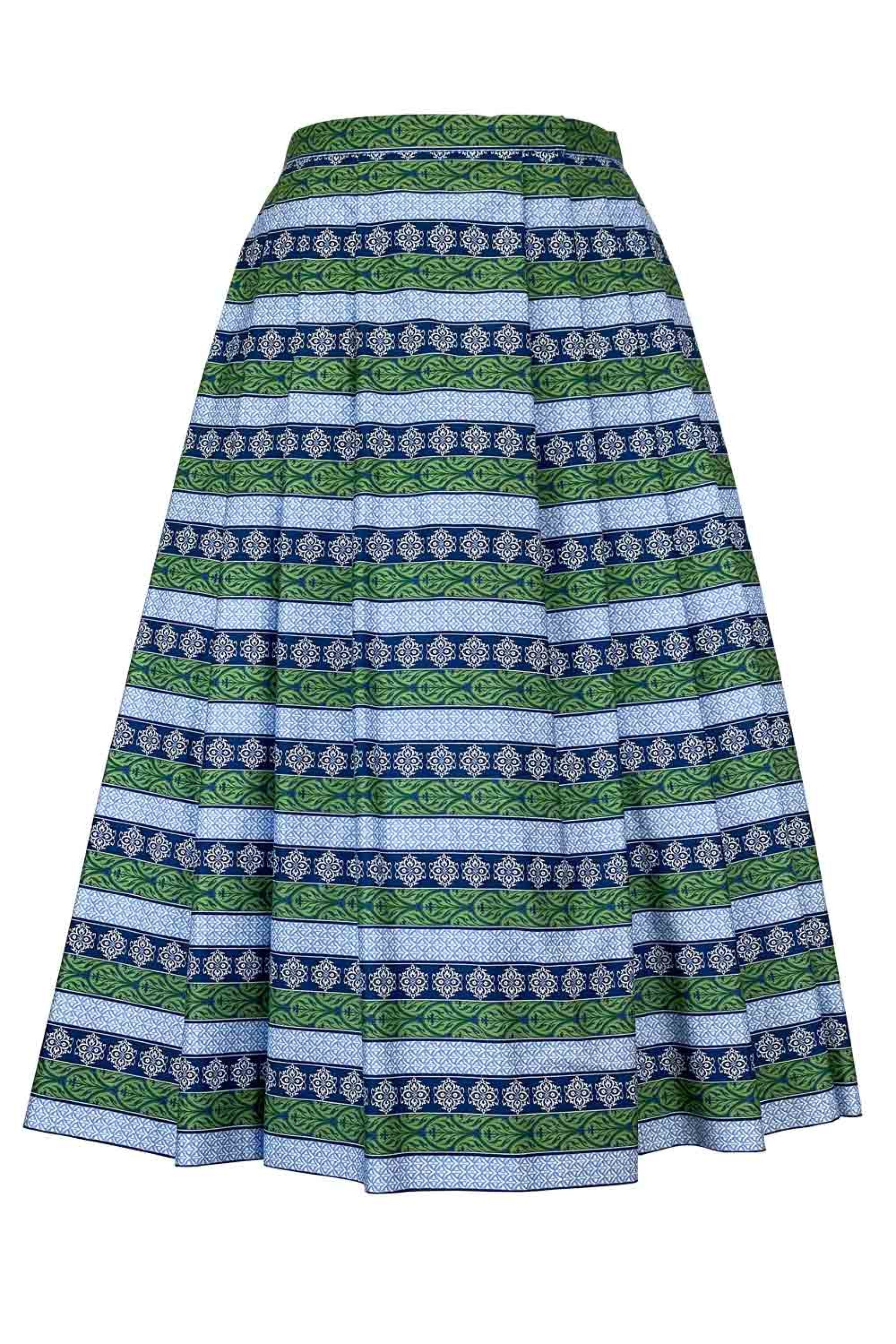 Handgmacht | Dirndlrock mit quergestr - blau-grün/