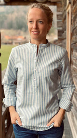 Damenpfoad "Arbeitshemd" gestreift - ./blau/grün