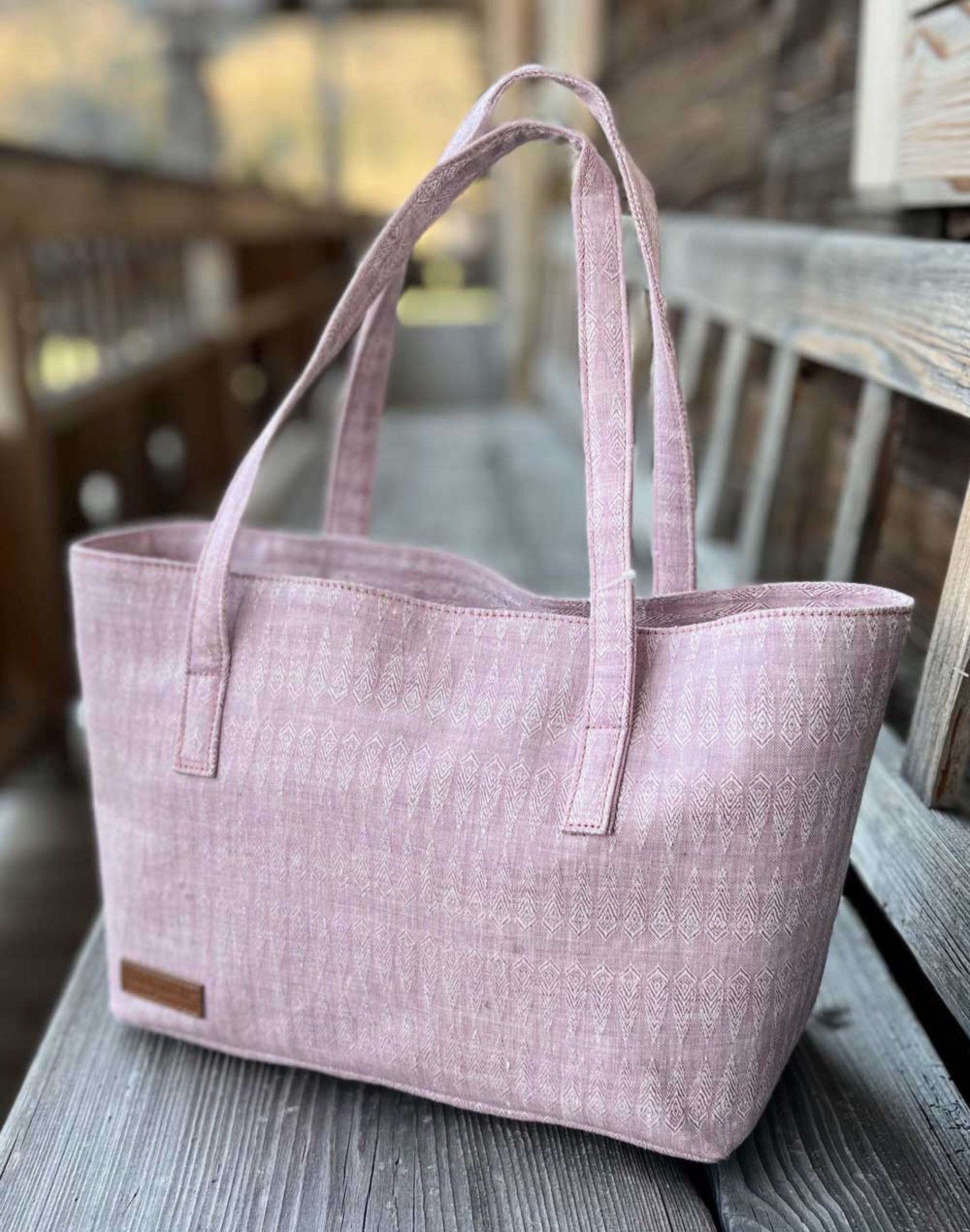 Handgmacht | Handtasche klein Leinen - rosa/rosa