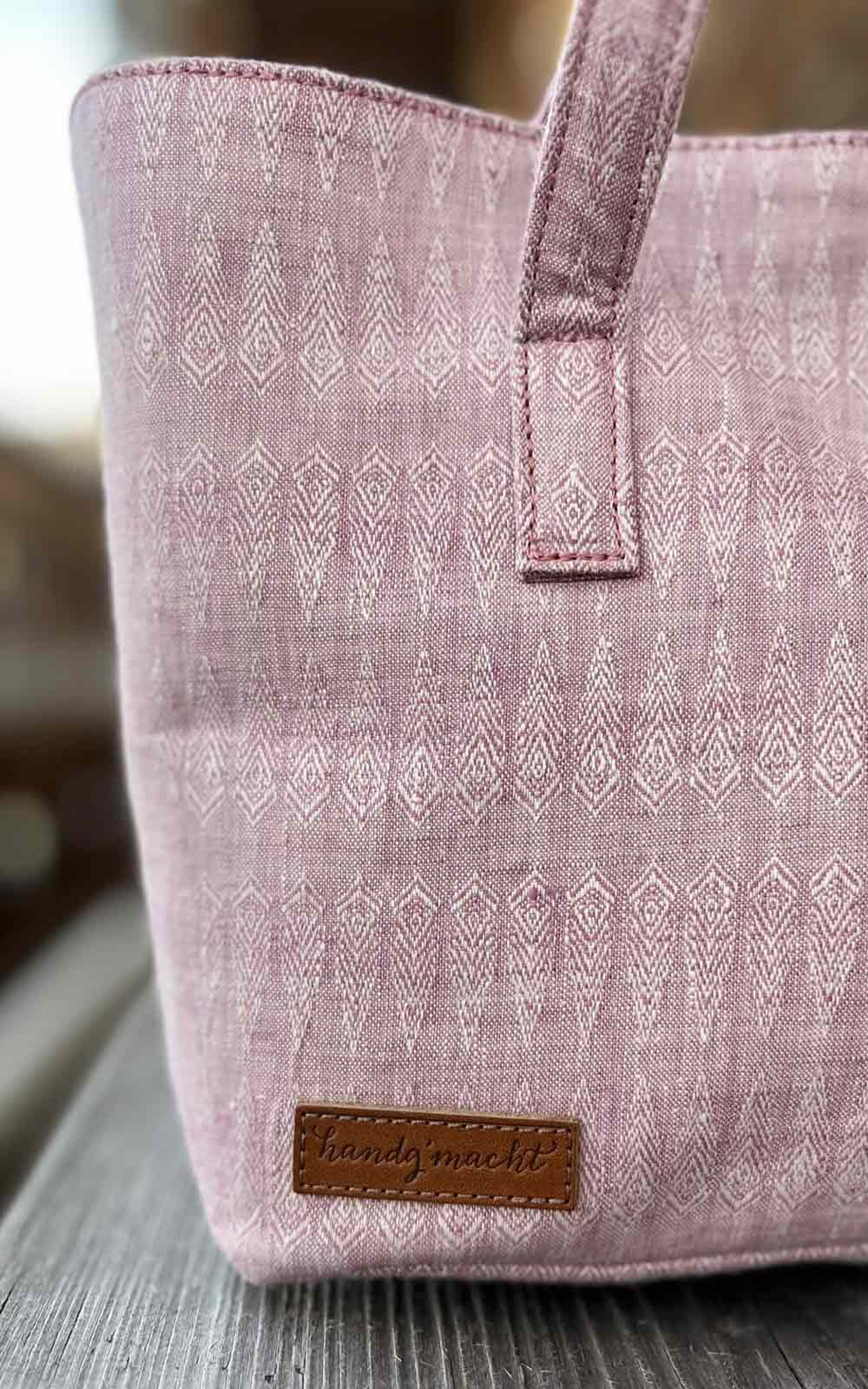 Handgmacht | Handtasche klein Leinen - rosa/rosa