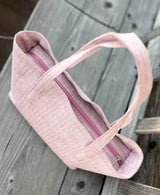 Handgmacht | Handtasche klein Leinen - rosa/rosa