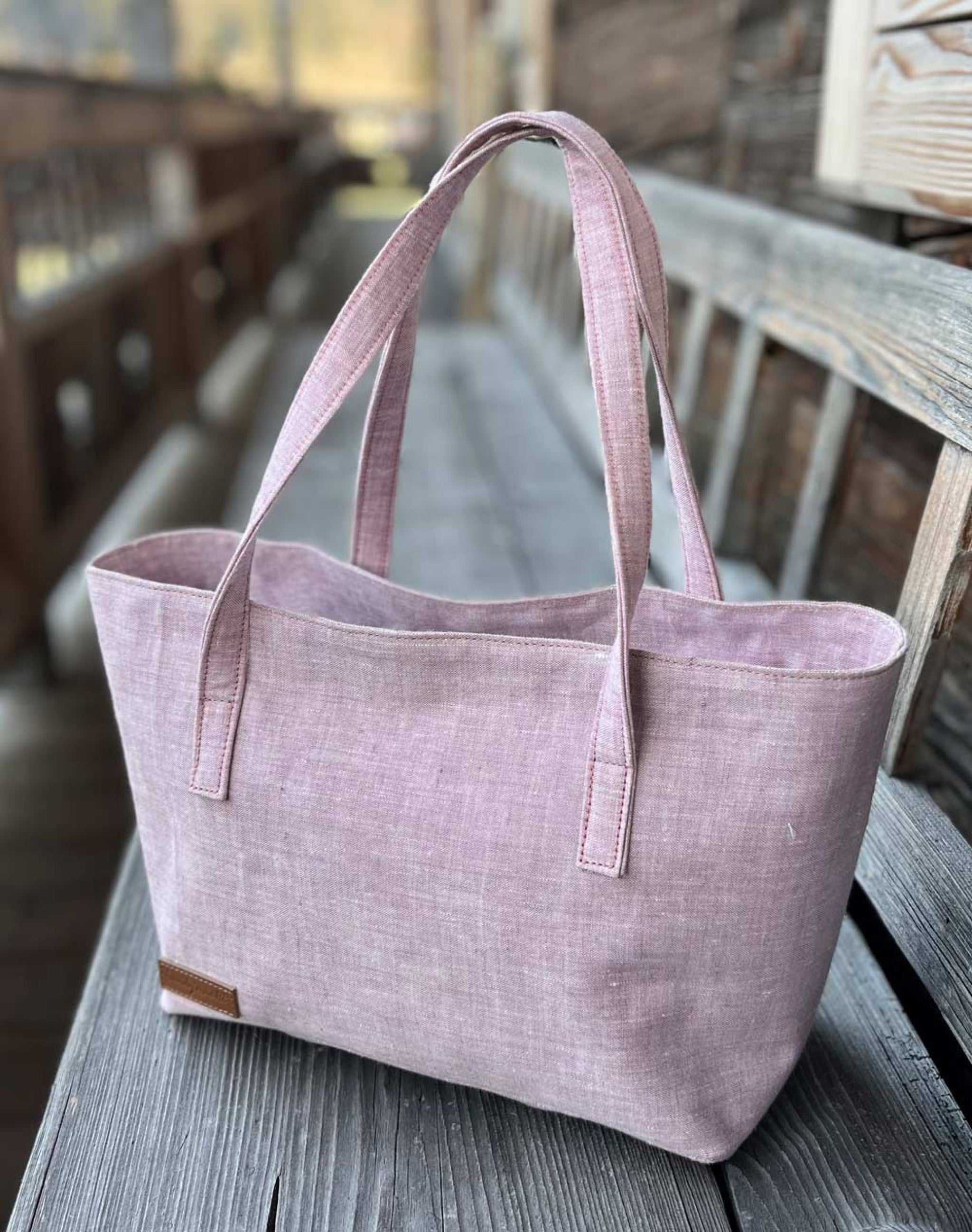 Handgmacht | Handtasche klein Leinen - rosa/rosa