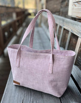 Handgmacht | Handtasche klein Leinen - rosa/rosa
