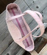 Handgmacht | Handtasche klein Leinen - rosa/rosa