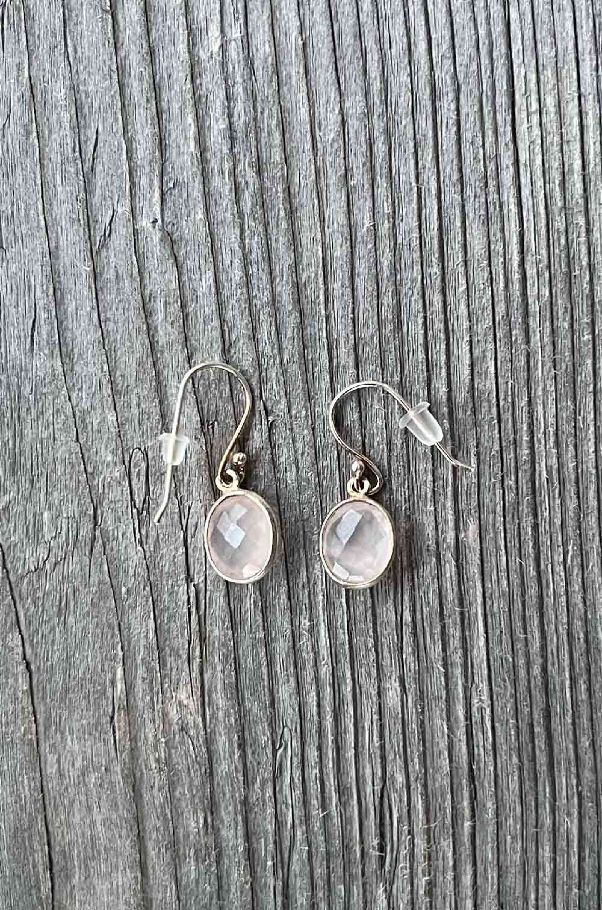 Ohrringe Rosenquarz oval 12x10mm - silber/silber