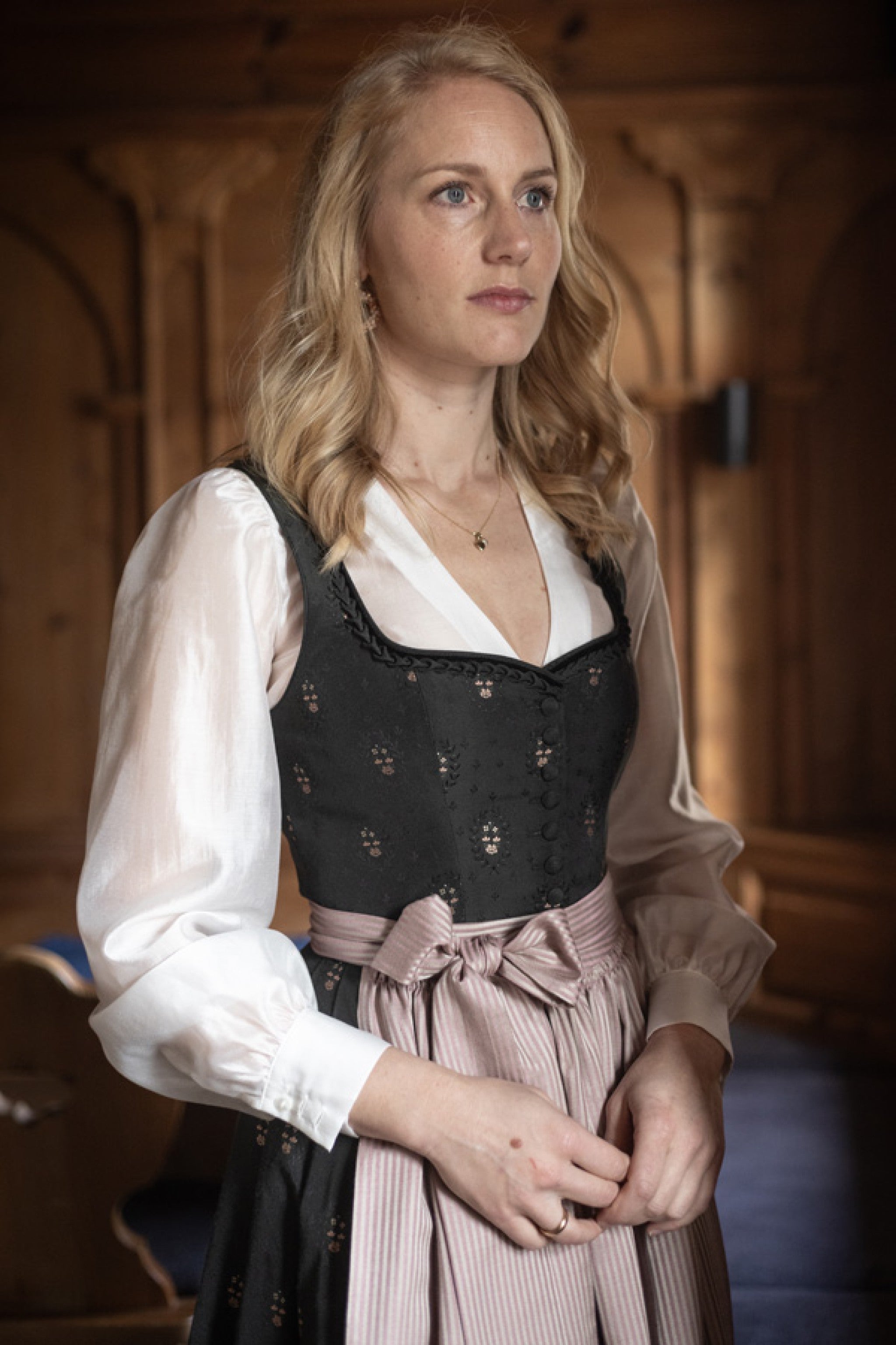 Handgmacht | Dirndlschürze FESTLICH g - rosé/rosé