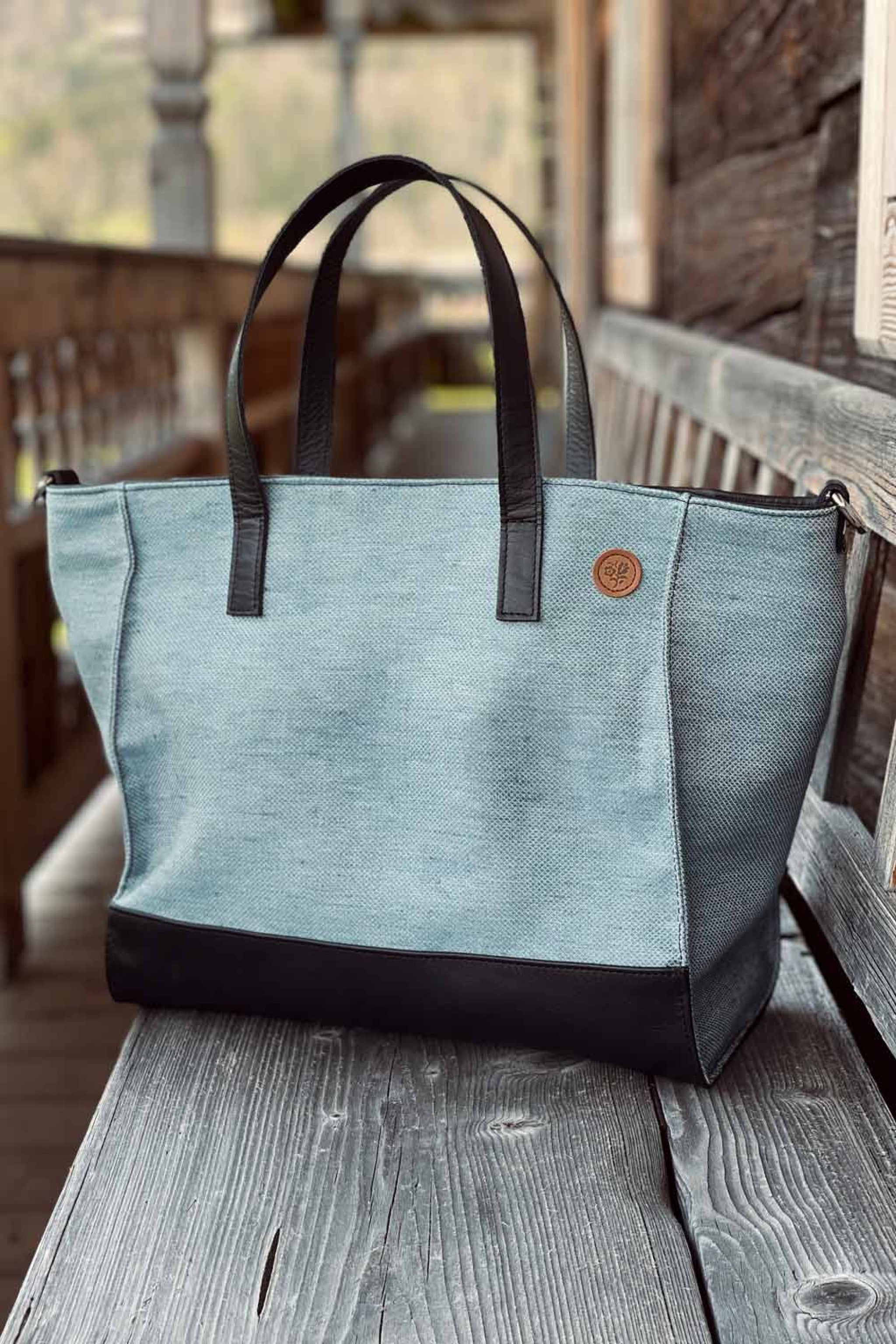 Wiesner Gwand | Shopper mit Lederträg - grün/grün