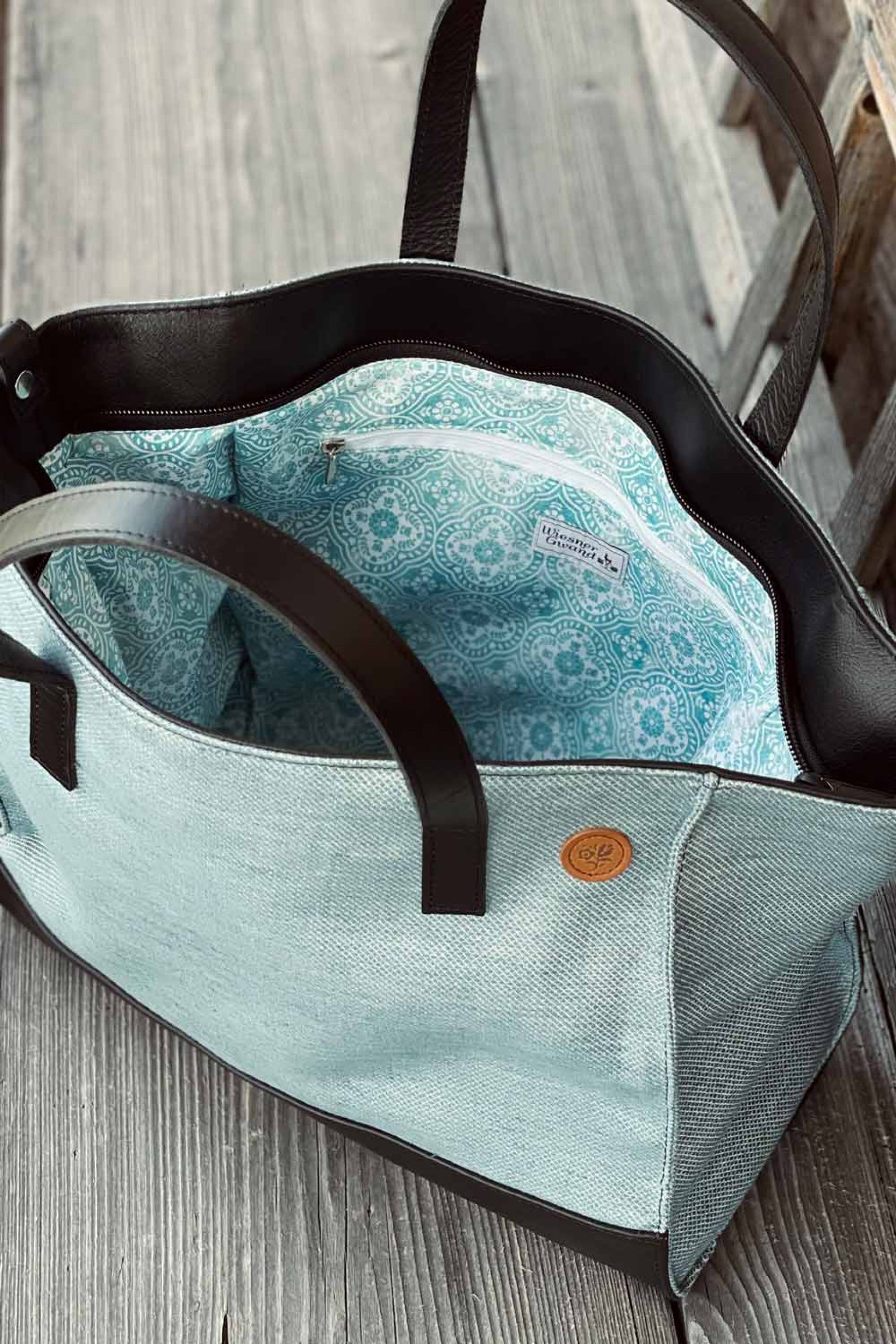 Wiesner Gwand | Shopper mit Lederträg - grün/grün