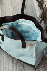 Wiesner Gwand | Shopper mit Lederträg - grün/grün